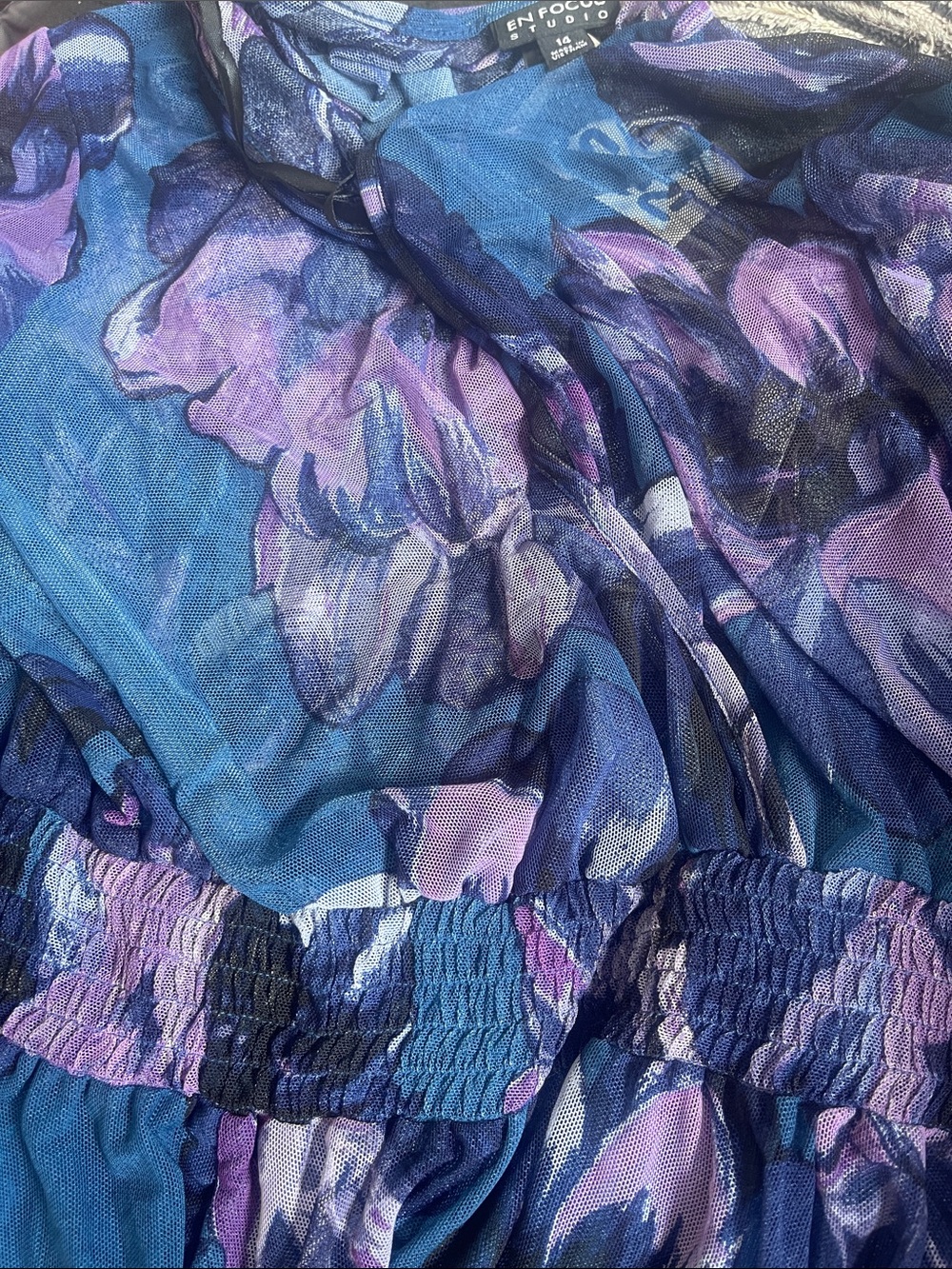 Enfocus Studio Blue and Purple Floral Midi Dress